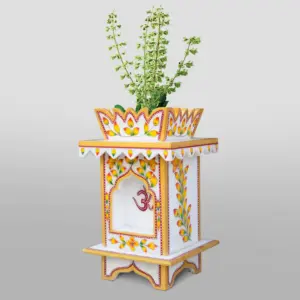 marble tulsi pot, traditional painting
